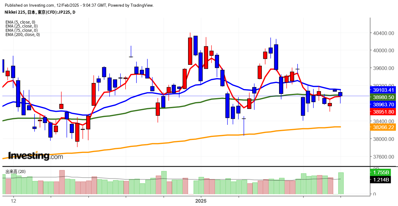 2025年2月12日日経平均画像