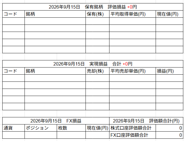 2026年9月15日運用成績画像